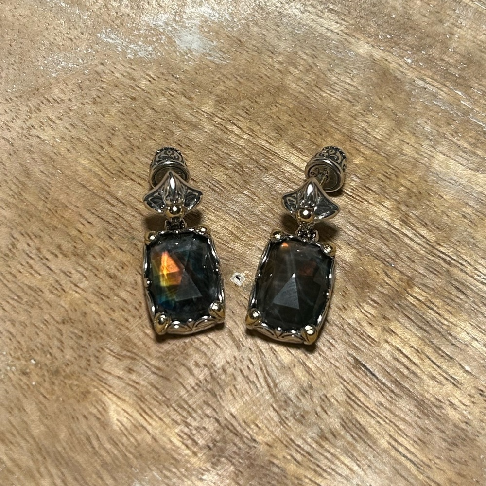 Konstantino 925 Sterling Silver & 18K Gold Spectrolite Earrings